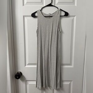 Striped Gray Sleeveless Dress
